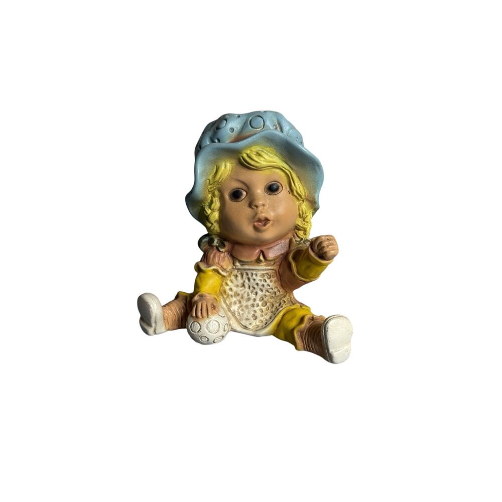 Vintage Universal Statuary Corp Figurine No 612 Signed Chalkware Child 6.5”